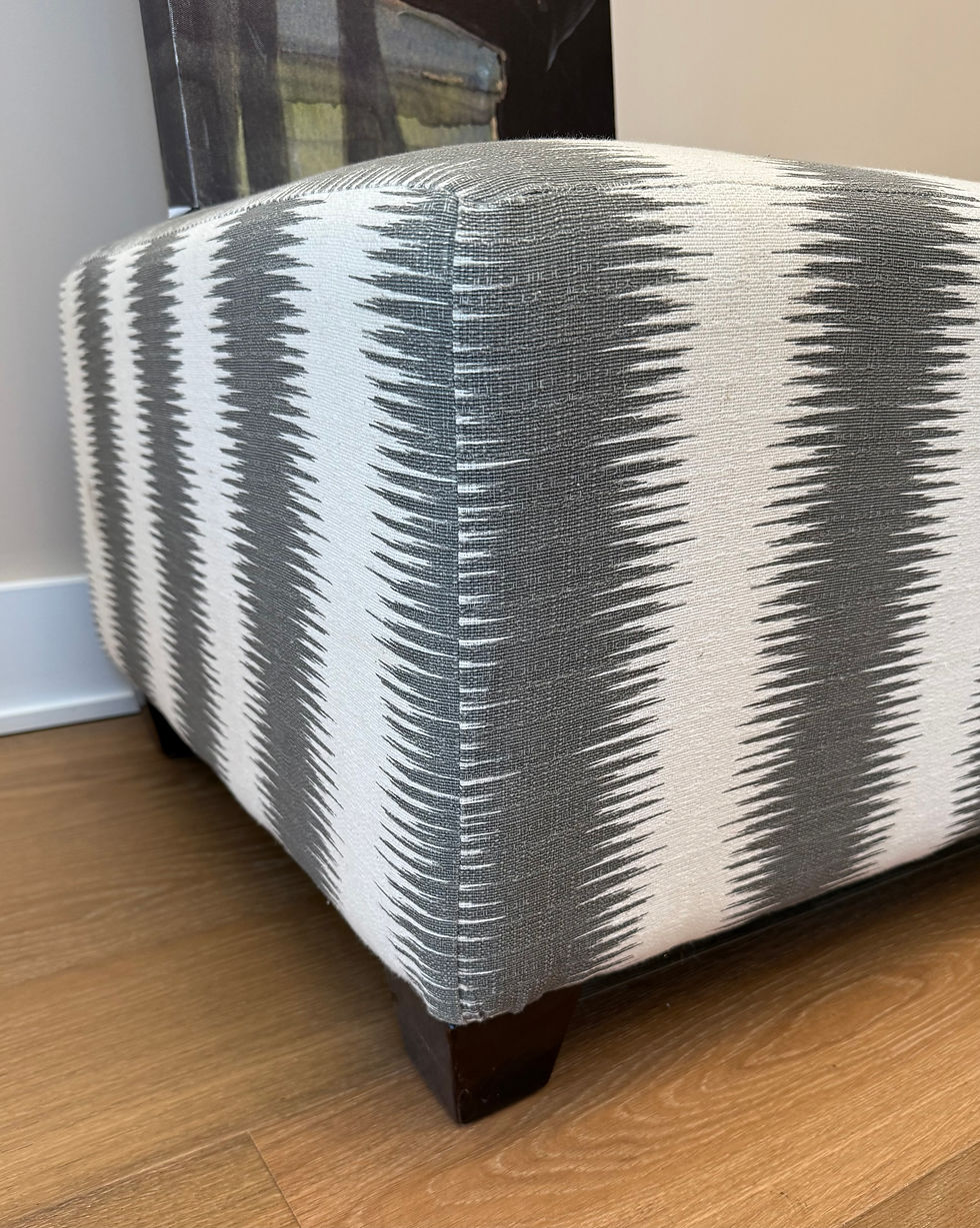 Thumbnail: Gray & Cream Upholstered Ottoman