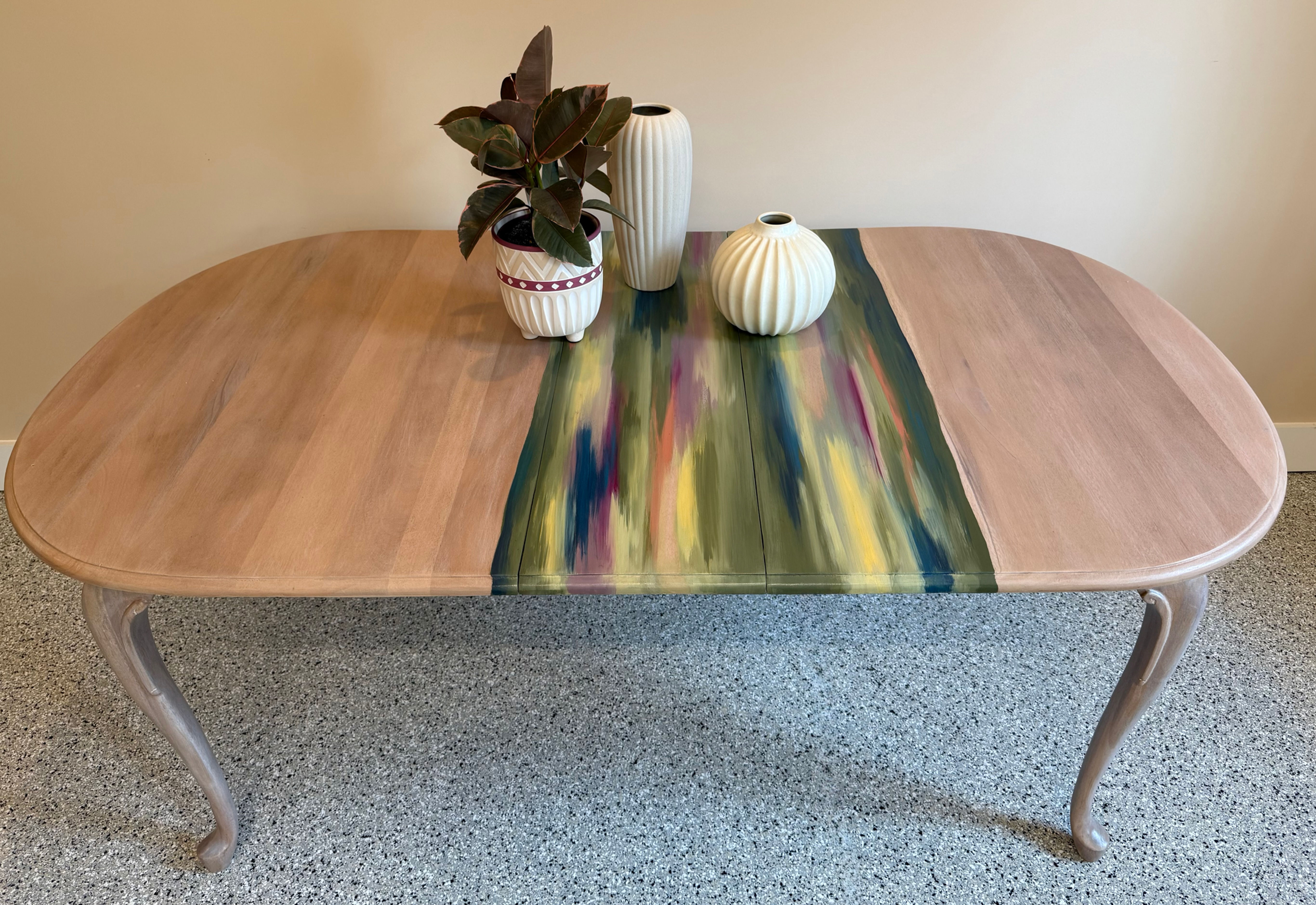 Abstract Mahogany Expandable Dining/ Work Table