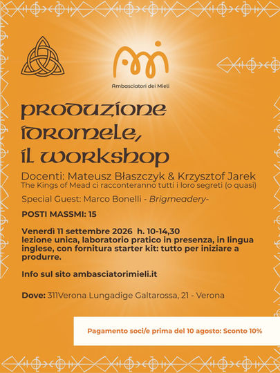 Workshop produzione dell’idromele - Verona 11 settembre 2026