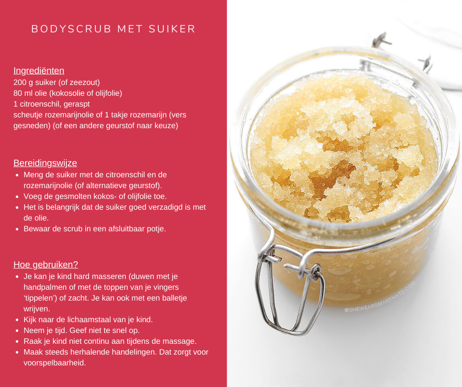 Bodyscrub met suiker in een glazen pot met deksel