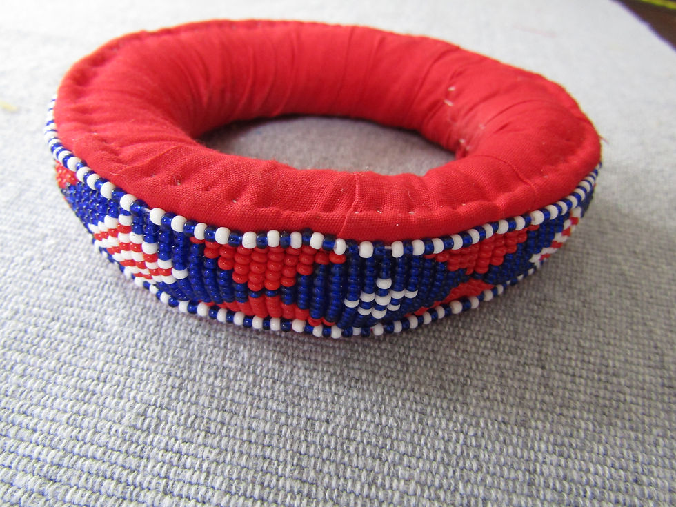 Thumbnail: South African handmade padded vintage beaded cuffs
