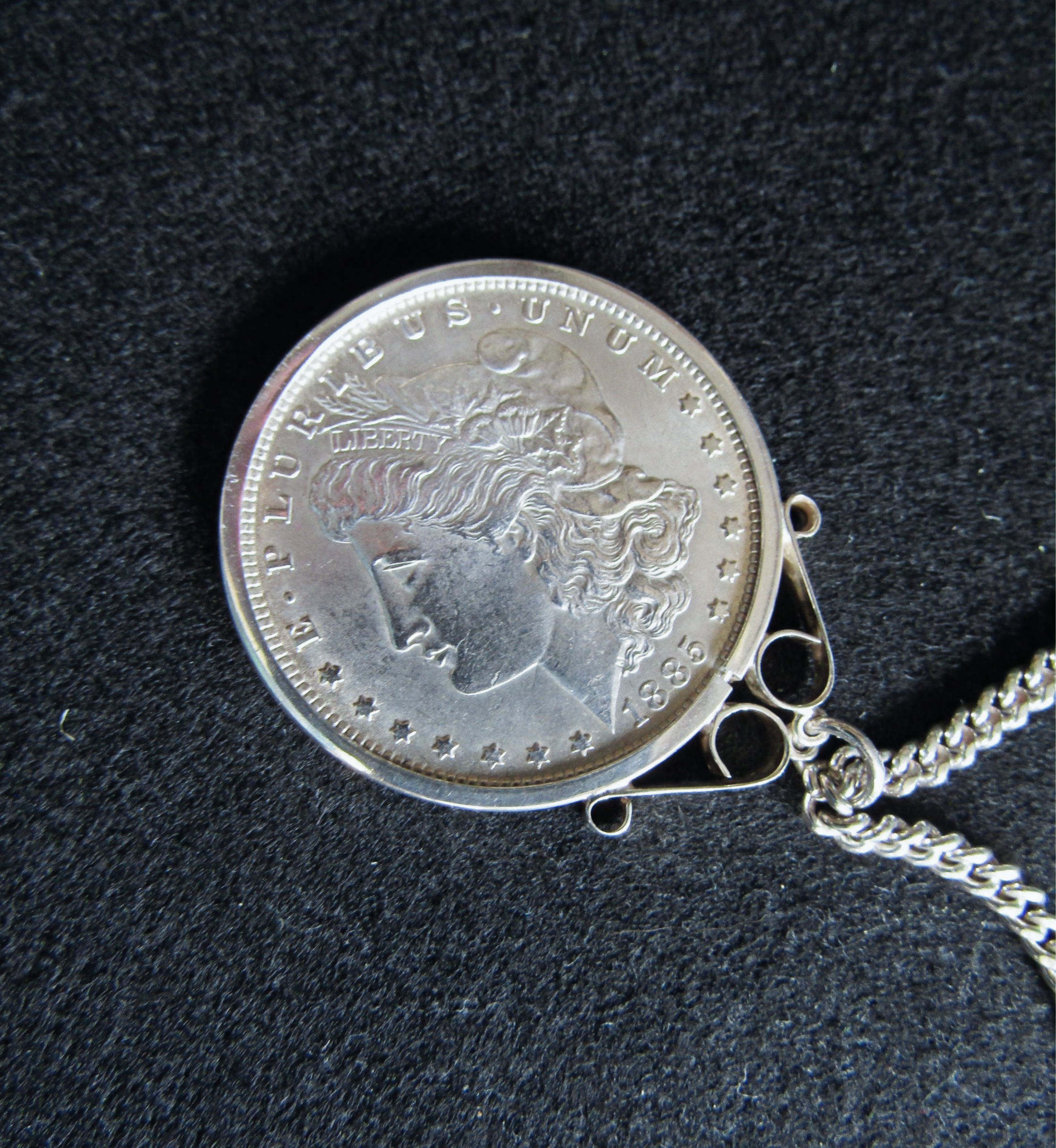 1885 Morgan Silver Dollar Pendant & Chain