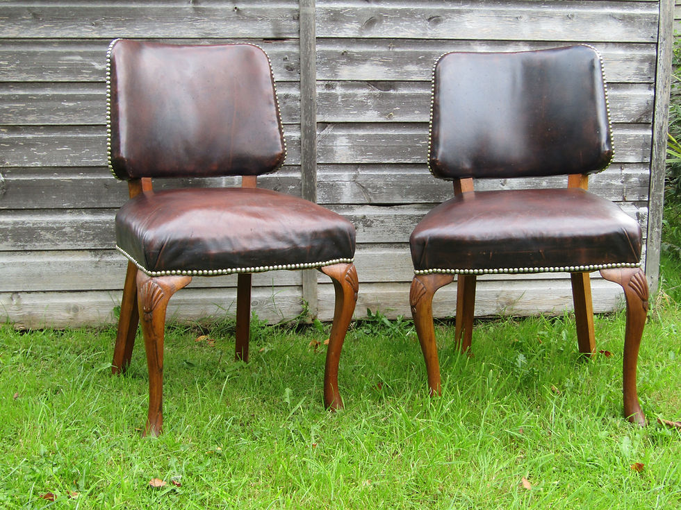 Thumbnail: Pair of French Leather Office Chairs