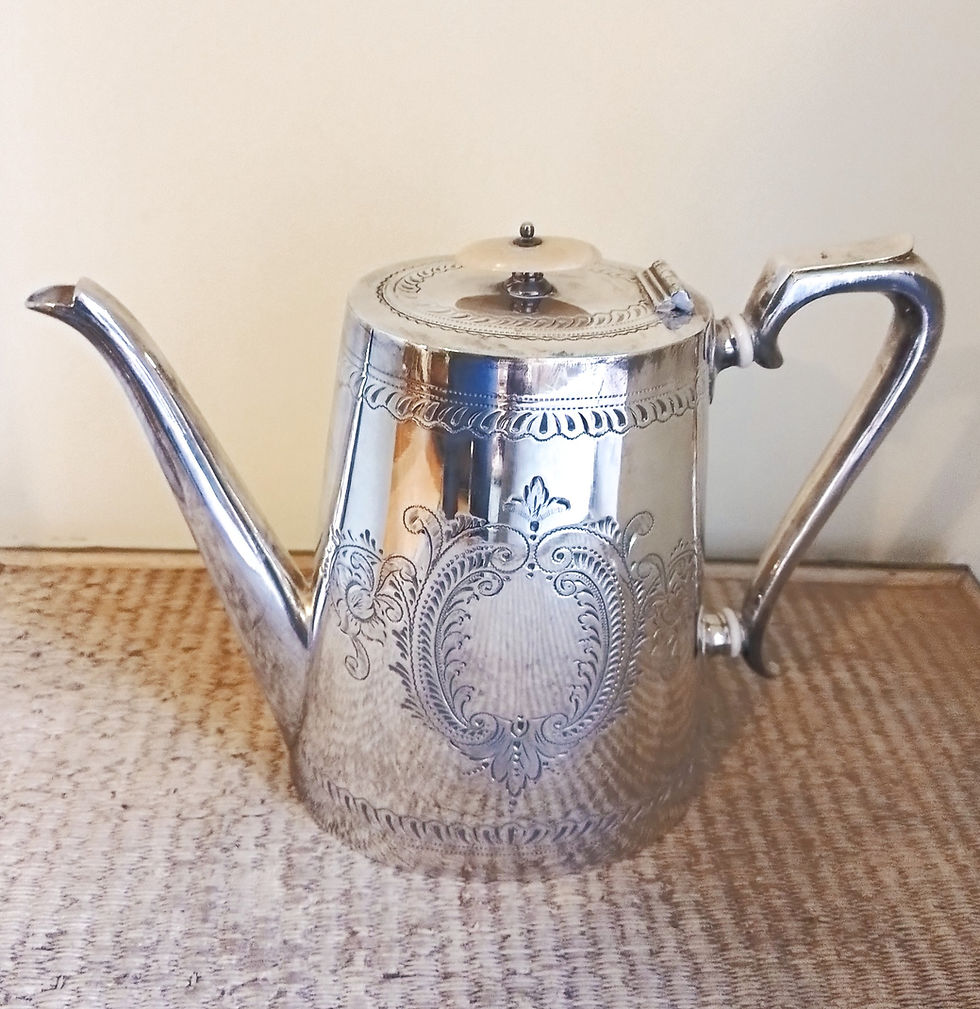 Thumbnail: Late 19thc silver plated tea set with spirit kettle