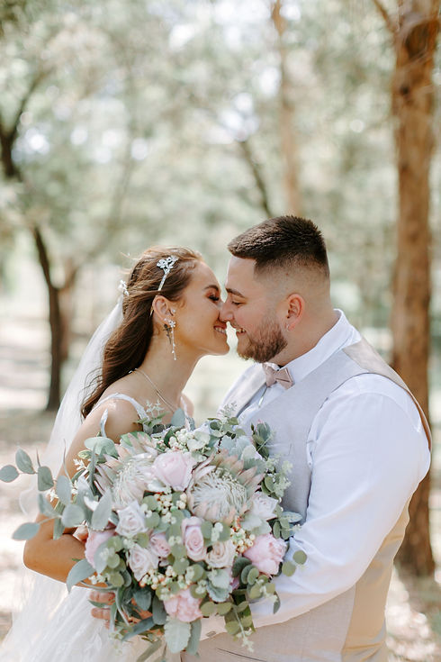 Protea eucalyptus wedding flowers bouquet florist melbourne perth sydney hire pink roses