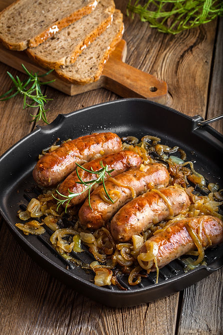 Cooked Sausages in a Frying pan