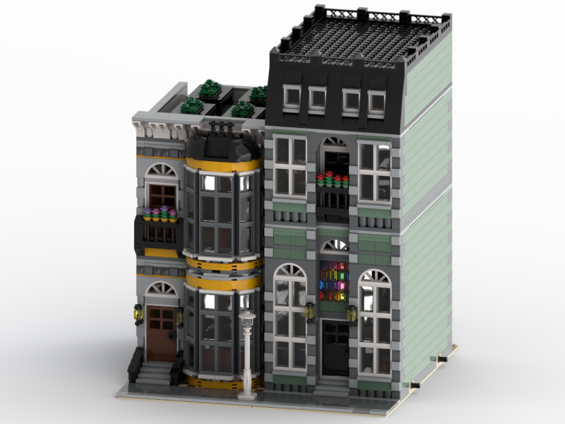 LEGO® Custom MOC Instructions: Yellow and Green Modular Row Houses