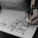 UX Work_ Woman's hands drawing a wirefra