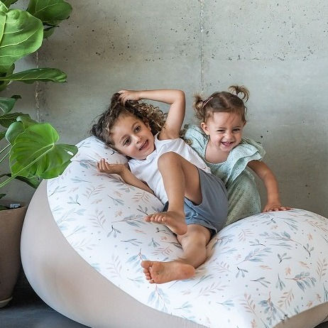 תמונה ממוזערת: פוף טיפה מעוצב 85\125 ● שוקו נוגט+שנהב פנינה • הדפס עלים