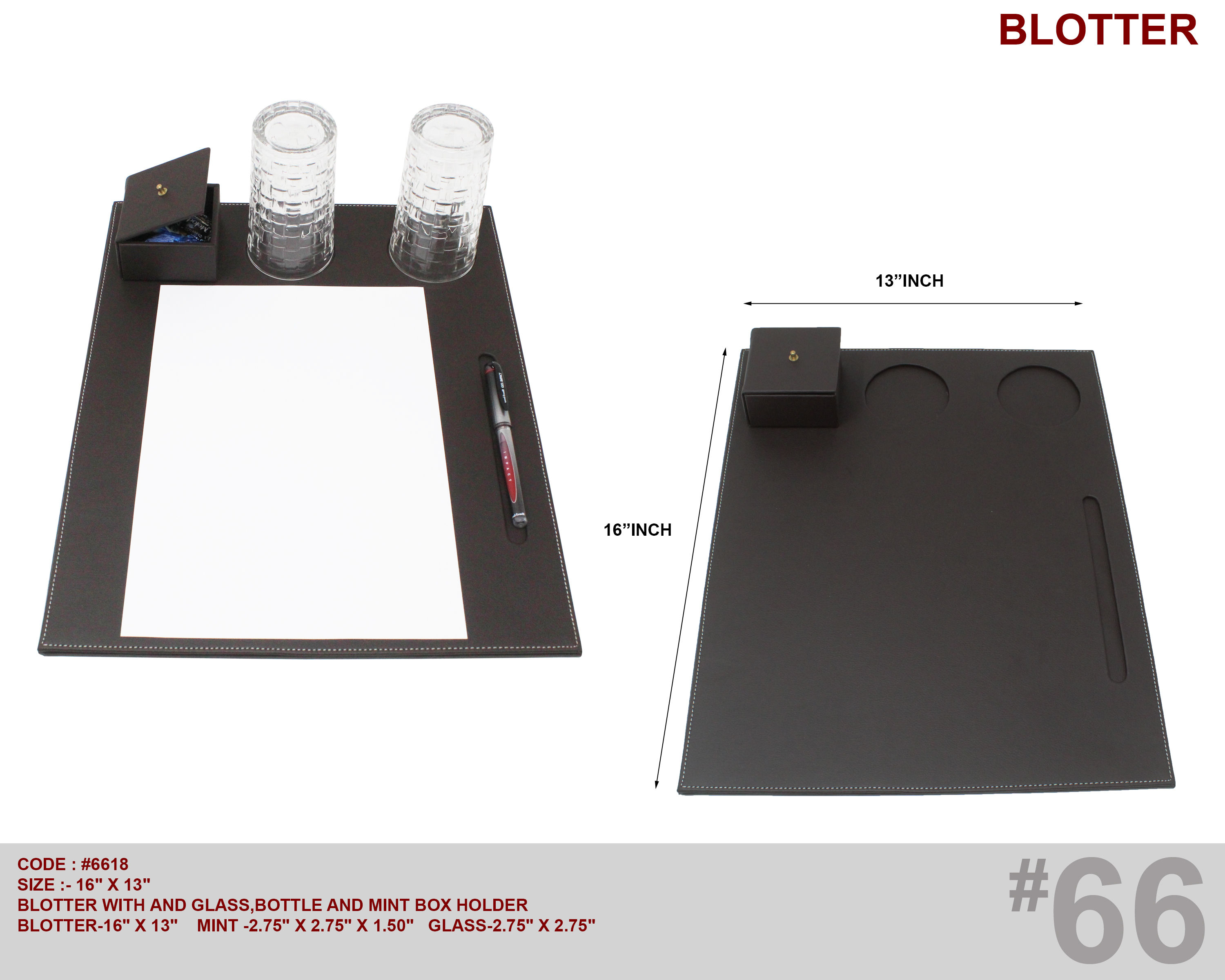 Blotter with Glass, Bottle and Mint Box holder