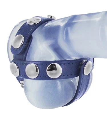 Blue Leather cock & ball Harness