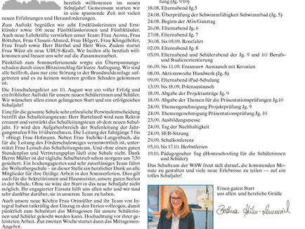 News der Schulleitung