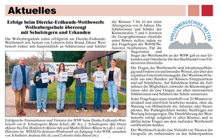 Erfolge beim Diercke-Erdkundewettbewerb