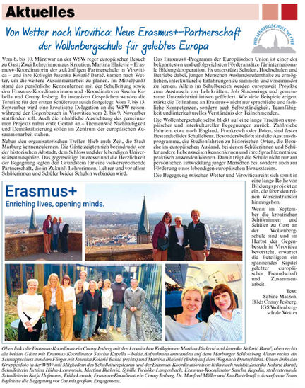 Neue Erasmus+-Partnerschaft für gelebtes Europa 