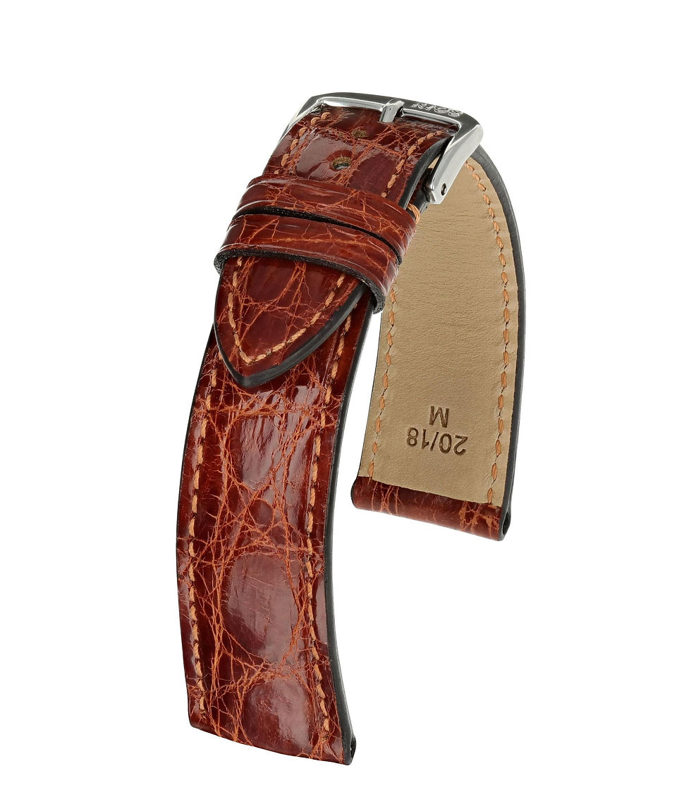 Thumbnail: Crocodile leather watch strap, Rios brand, size 20 mm, Lord model