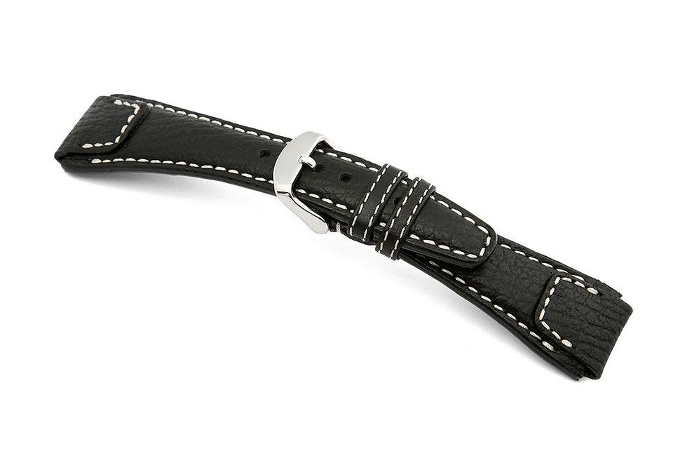 Thumbnail: Rios brand cowhide leather watch strap, size 20, 22 mm, Nature model