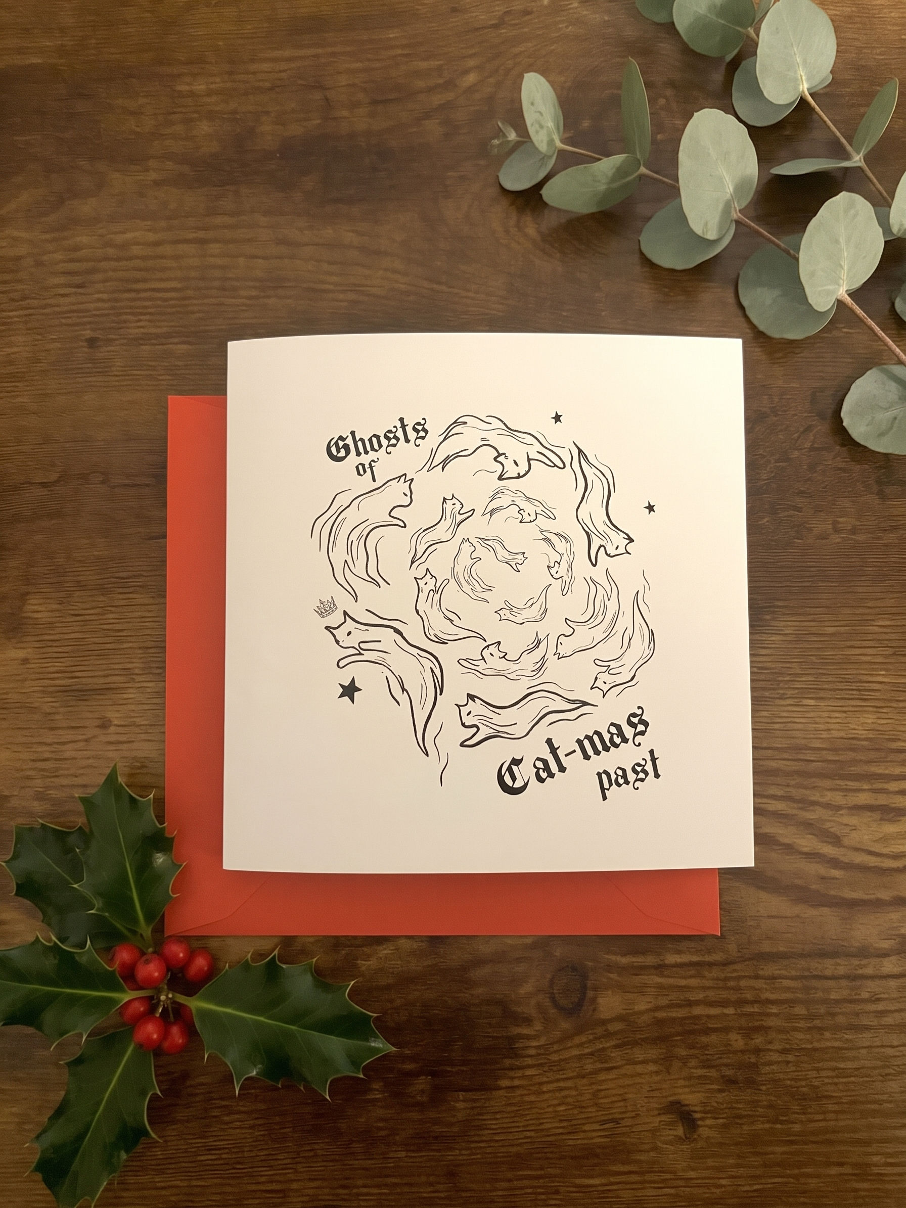 Ghosts of Cat-mas Past Christmas Card / Cat Greetings Card