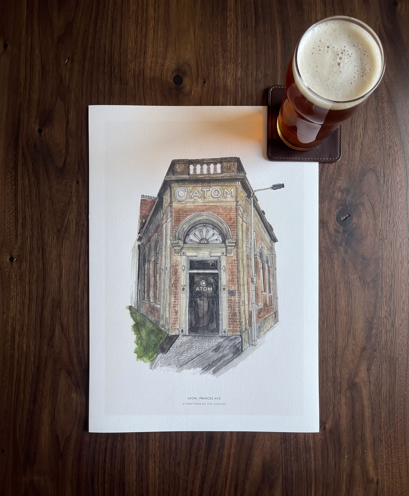Atom Bar Watercolour Hull Print A4