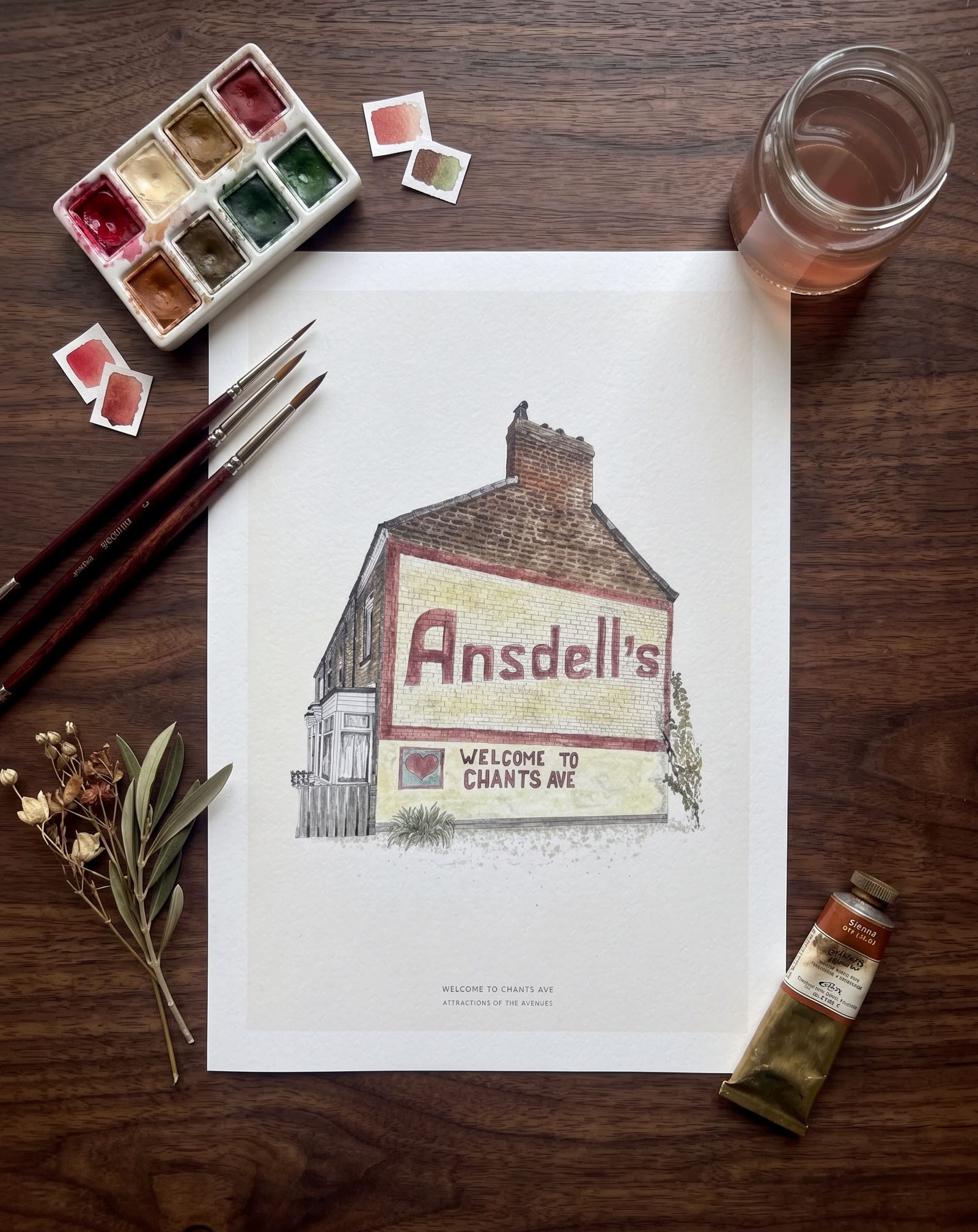 Chant's Ave Watercolour Hull Print A4