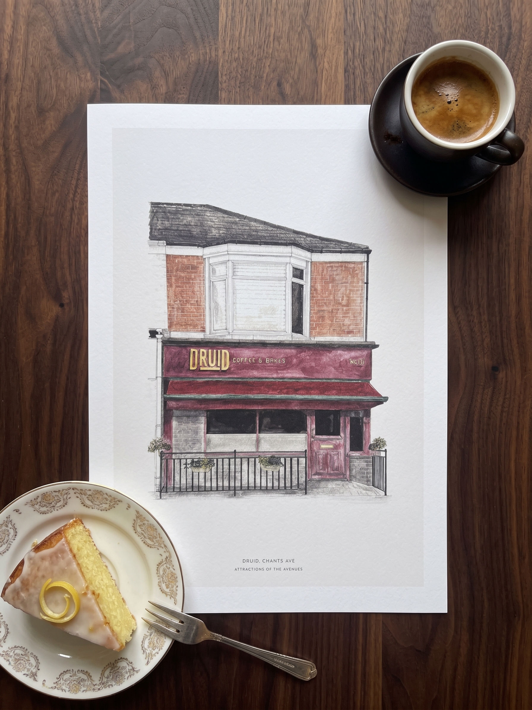 Druid Coffee Hull Watercolour Print A4