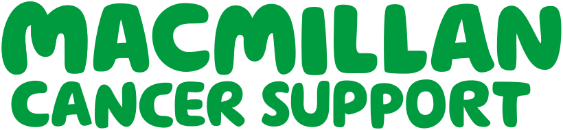 Green Macmillan Cancer Support logo in bold rounded lettering on a clear background