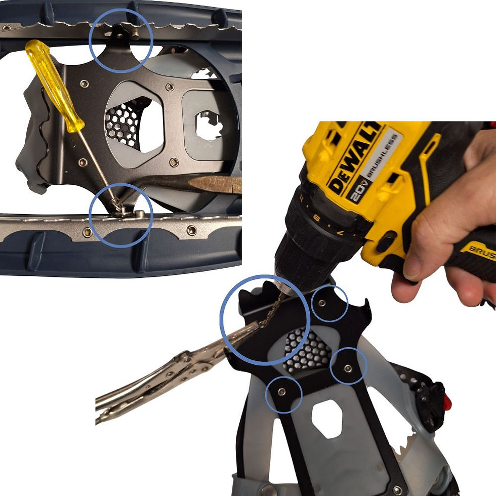 Thumbnail: harnesses, buckles, and straps for snowshoes.