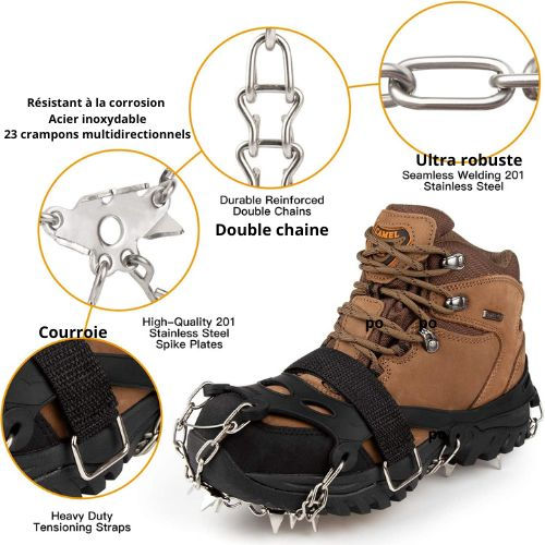 Thumbnail: CRAMPONS  À CHAINE   À 23 POINTES POUR LA  MARCHE SUR LA GLACE