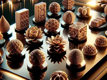 DALL·E 2024-02-27 17.40.23 - Imagine a display of luxurious 3D printed chocolates, where e