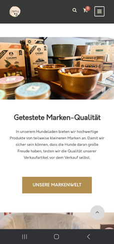 Mobile Ansicht Website ausgewählte Marken Hundeladen Kyritz