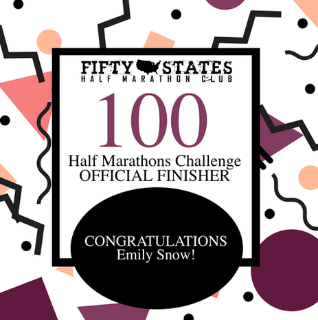 Emily Snow Finishes 100 Half Marathons - From Plymouth, Michigan