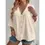 Thumbnail: Women's Plus-size T-shirt Solid Color Breathable Spring/summer V-neck Button Tra