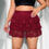 Thumbnail: Women Mini Skirt Plus Size Black Red Lace Skirts Pleated Layered Short Dress Sum