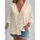 Thumbnail: Women's Plus-size T-shirt Solid Color Breathable Spring/summer V-neck Button Tra