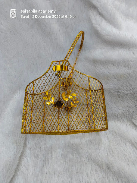 Thumbnail: Golden Metal Wire Gift Hamper Basket with Handle