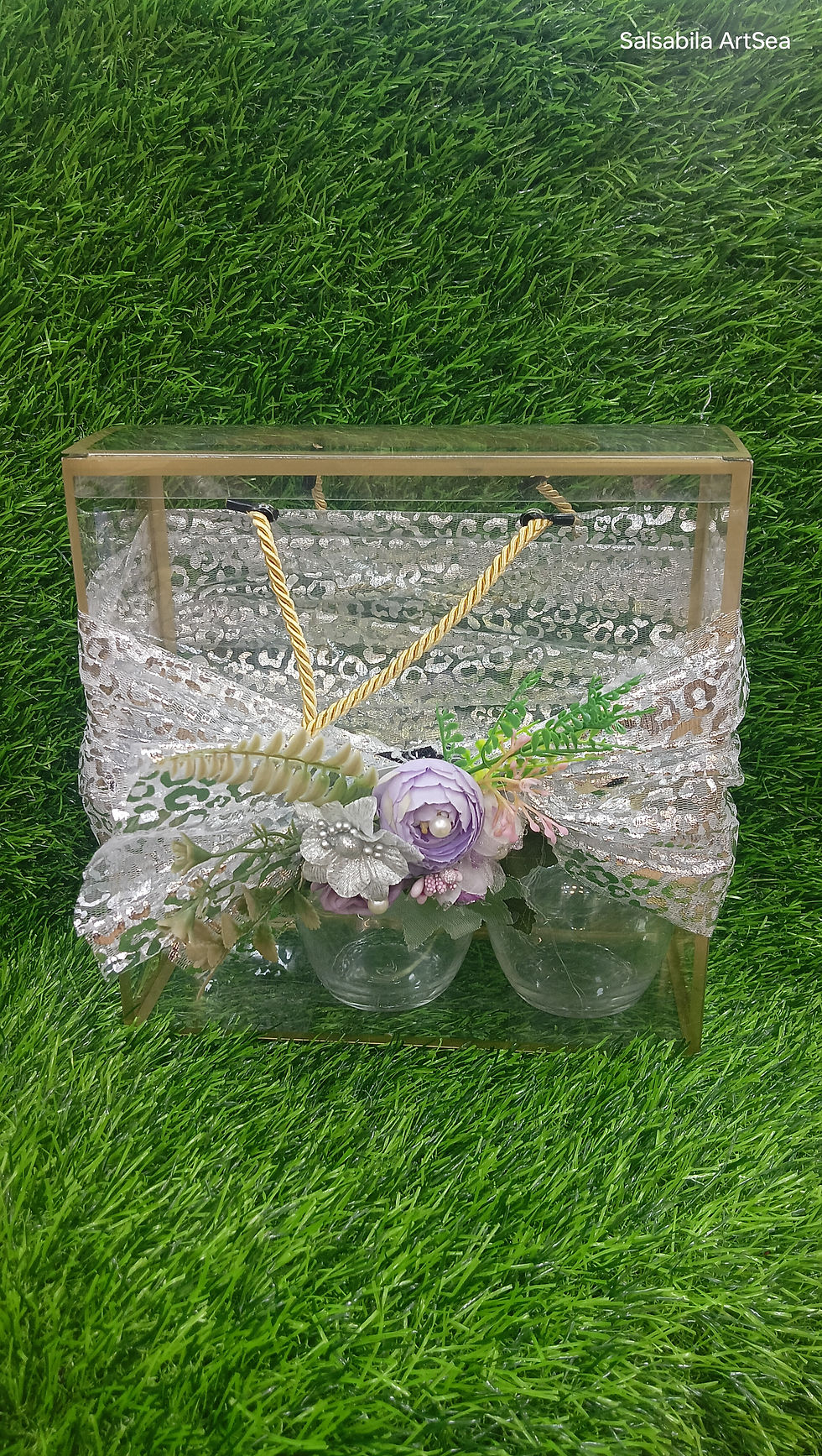 Thumbnail: Silver Net Flower Brooch Band For Hamper Packing