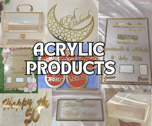 The Acrylic Collection also inclused customisable Acrylic Nikah Plates, Name Toppers.