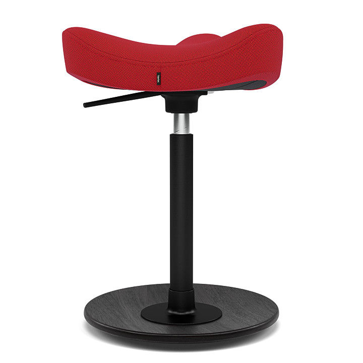 Miniaturbild: Varier Move Compact ergonomischer Sattelhocker mit schwarzem Holzteller und Tonal-Stoffbezug in rot