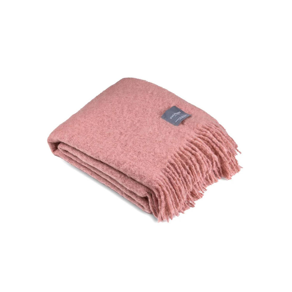 kuschelige Wolldecke aus Mohair in altrose
