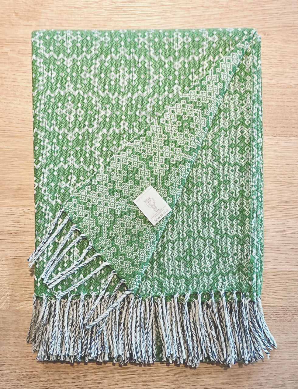 Vintage Wolldecke Timeless hell grün von Burel factory aus Portugal