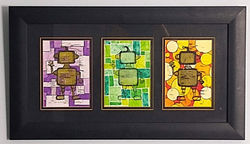 Trio de robots (vert, orange, mauve)