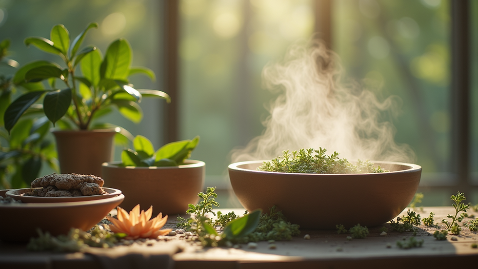 Close-up view of herbal steam setup for Yoni steaming