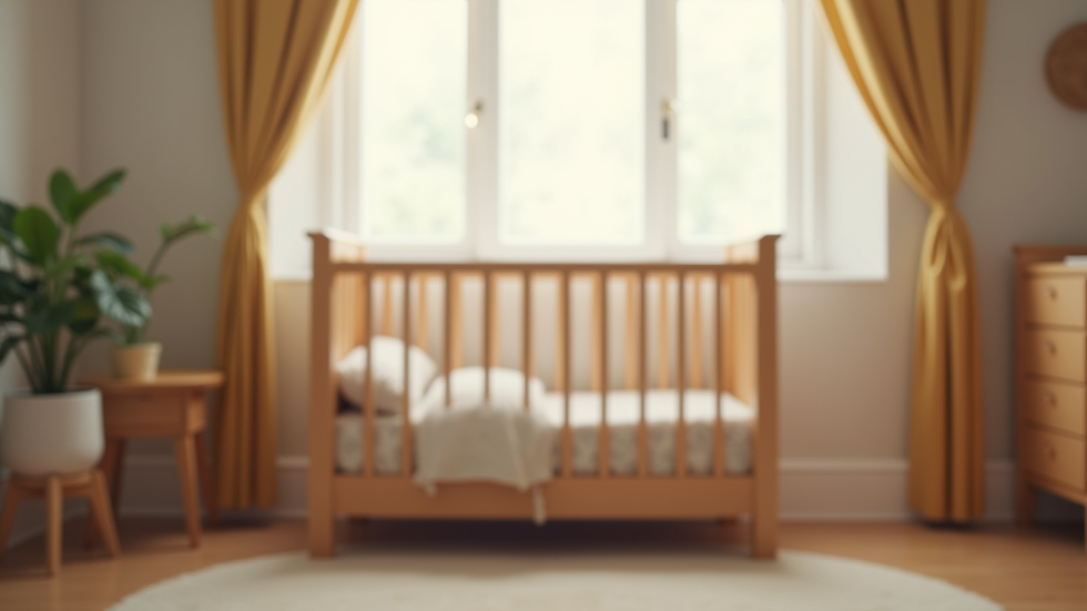 Eye-level view of a cozy nursery with a crib and soft lighting
