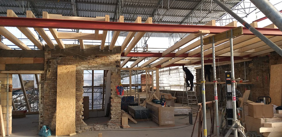 Gotenstraße Neuer Dachstuhl Dachdeckung mit Gründach Holzbau Biber Berlin