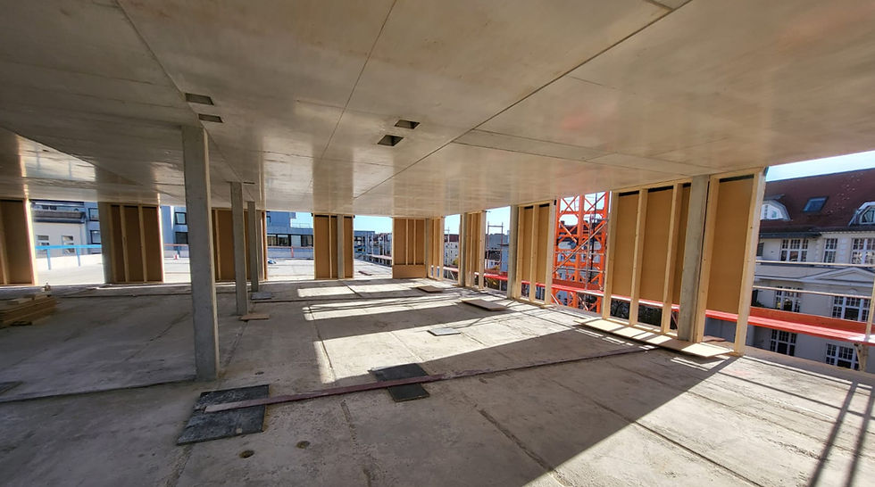ADAC Hauptgebäude Berlin Güntzelstrasse Holzrahmenbau Fassade Aufstockung Cross Laminated Timber Bib