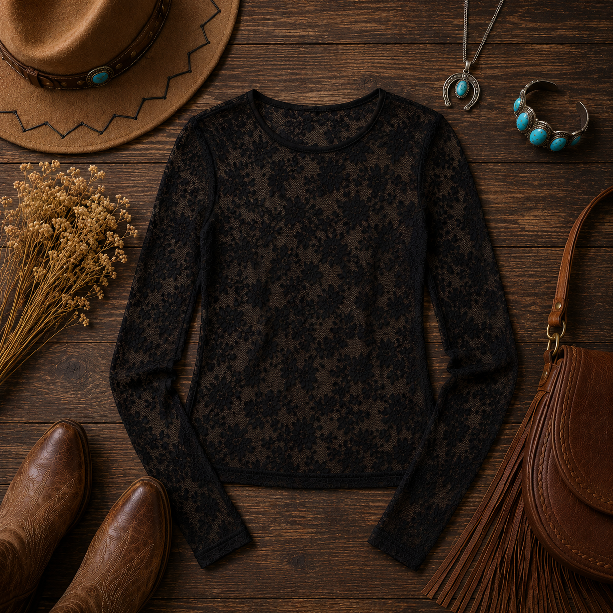 Whiskey & Wildflowers Lace Top