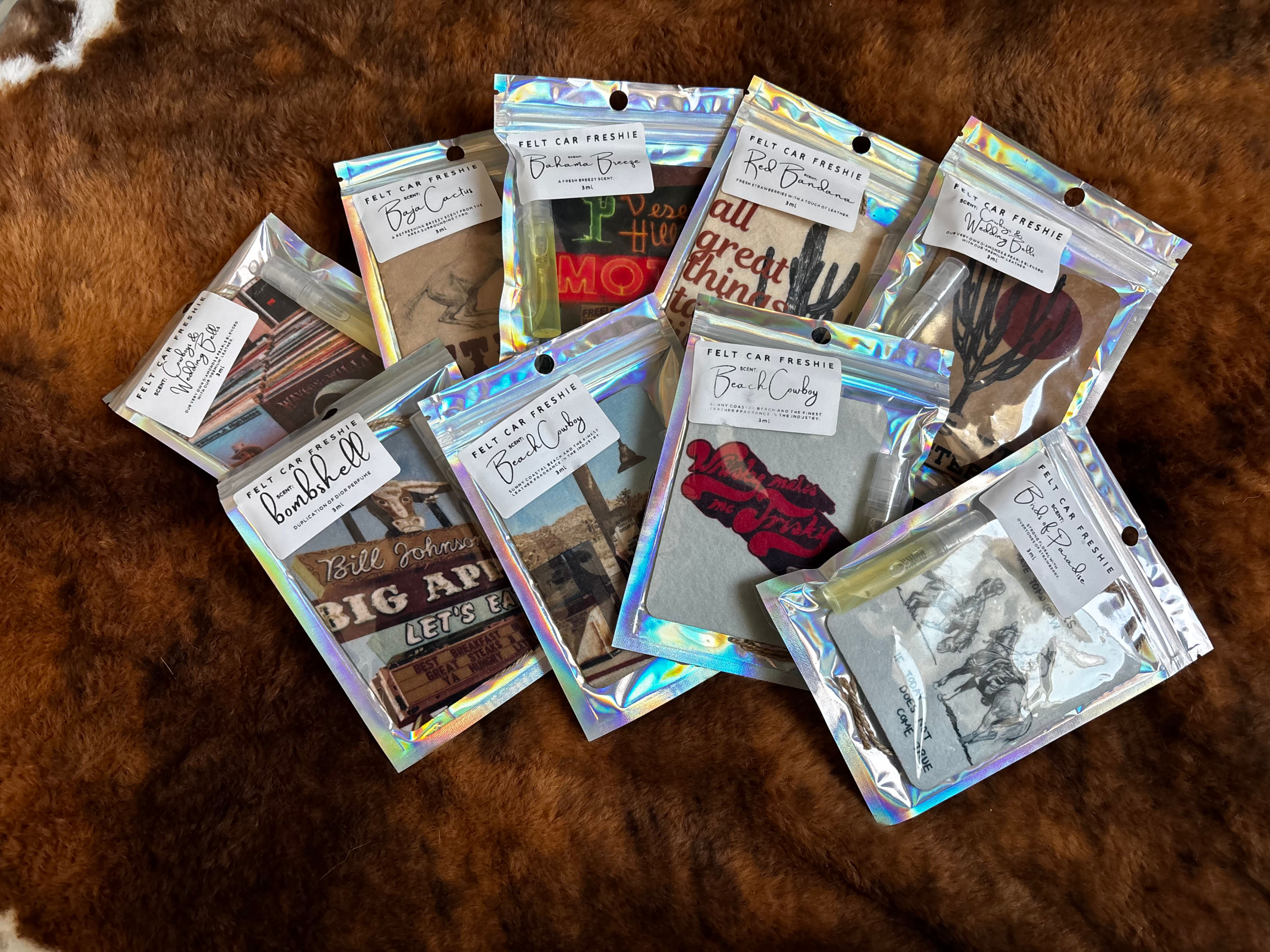 Western All Season Car Fresheners with 3mL Fragrance Bottle