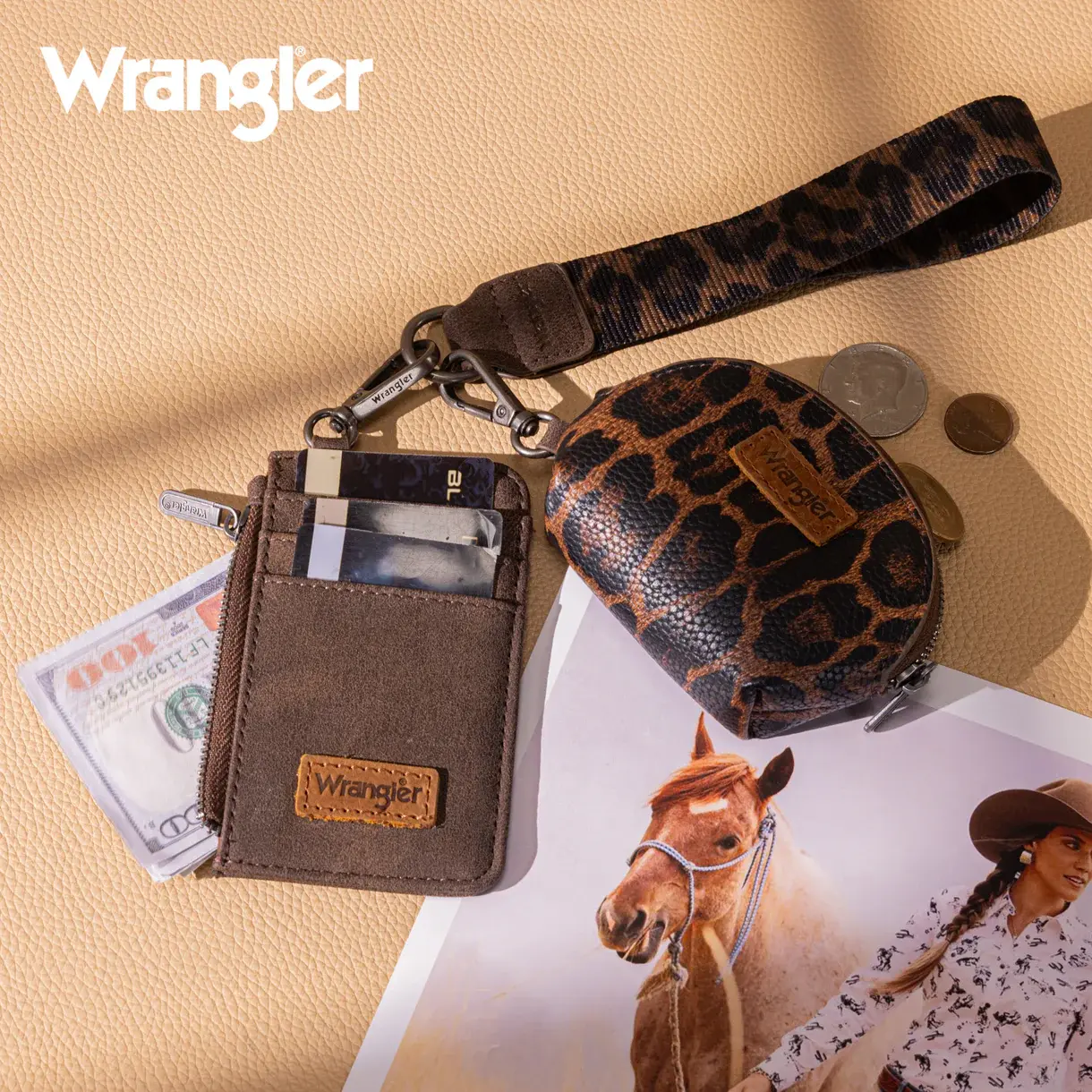 Wrangler Leopard Wristlet Wallet