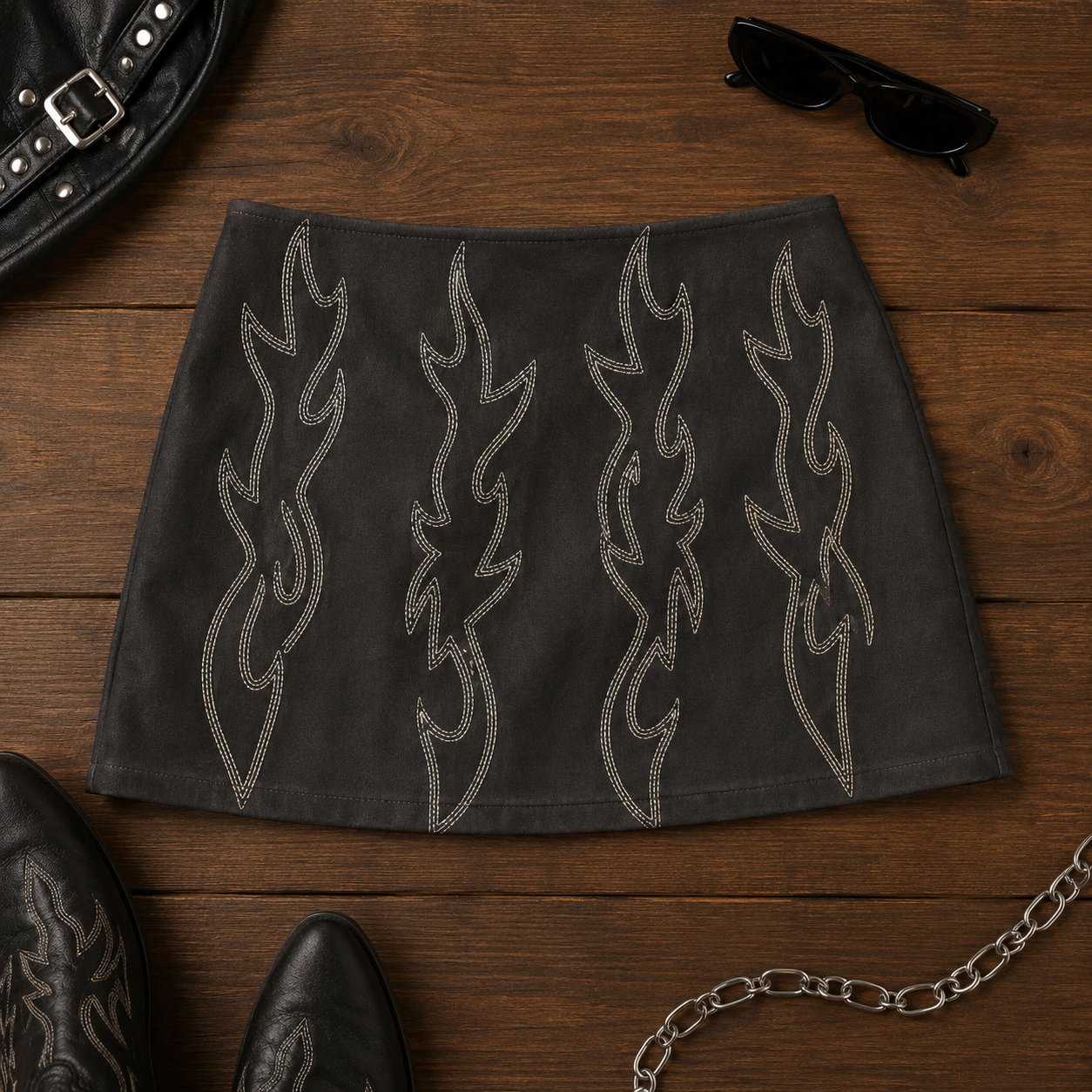 Midnight Flame Mini Skirt