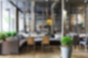 A beautiful contempory restaurant with outdoor seating a great place to have a business meeting