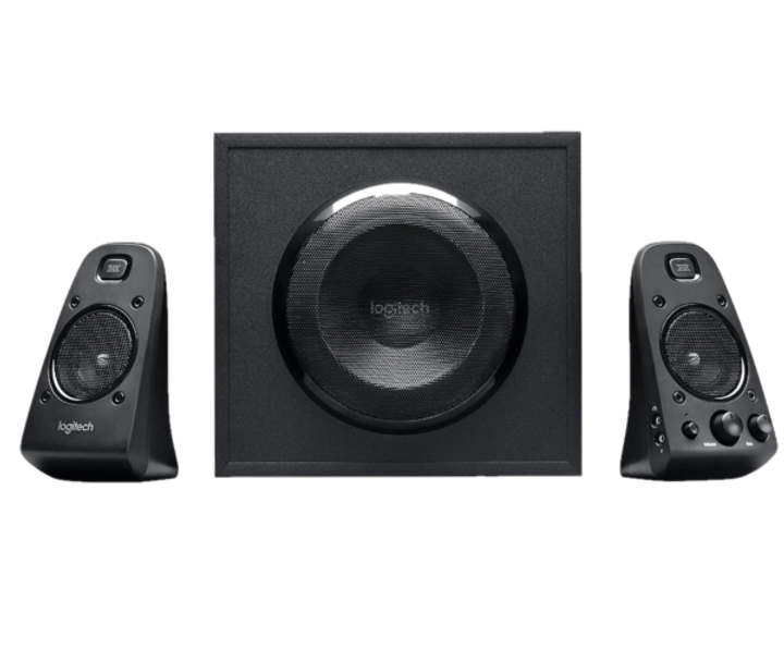 400 Watts Peak/200 Watts RMS power delivers amped audio from this 2.1 speaker system. Connect up to three compatible devices via the 3.5mm and RCA inputs. Easily access all controls on the right satellite speaker.